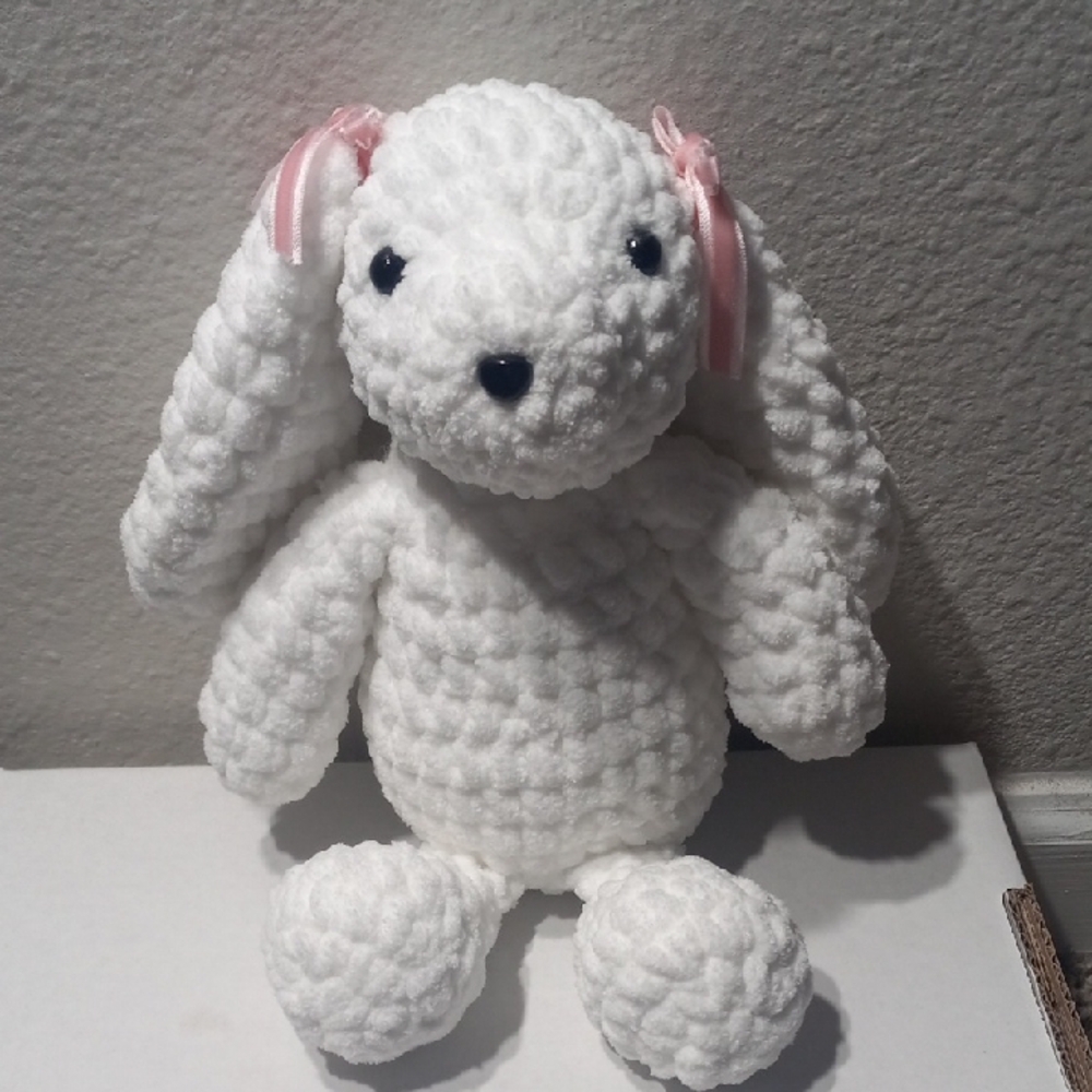 Crochet Plush Bunny With Bow's 8"